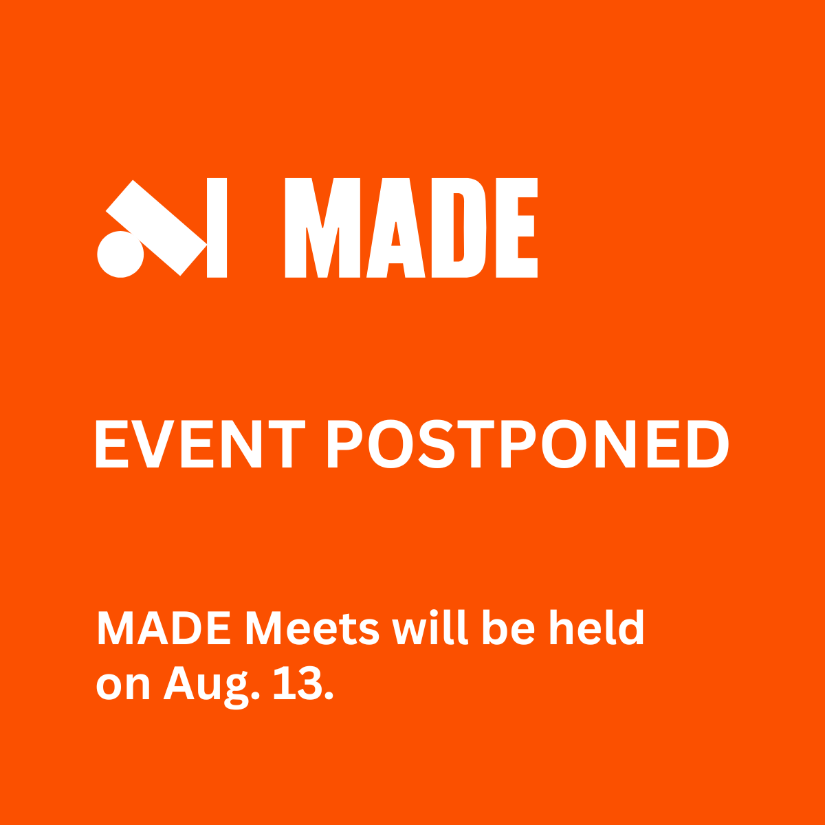 MADEinEdm's tweet photo. 📌 EVENT UPDATE: Due to unforeseen circumstances, the MADE Meets event will be postponed to Aug. 13. We'll be back at Fu's Repair Shop at 7:30 p.m. for our networking event. We hope you'll join us then. Thank you for your understanding. #yegdesign #yegarchitecture https://t.co/0VIHFgF2TJ