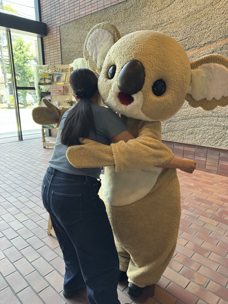KUA_CHARADE's tweet photo. 📢着ぐるみフリーハグイベント中

相照館1階で、着ぐるみのフリーハグイベントが行われています🐨🤍

キャラクターデザイン学科では、学生の研究発表や制作展示を支援しています！
自主企画持ち込み歓迎🎉 https://t.co/Db6MLKZzqI