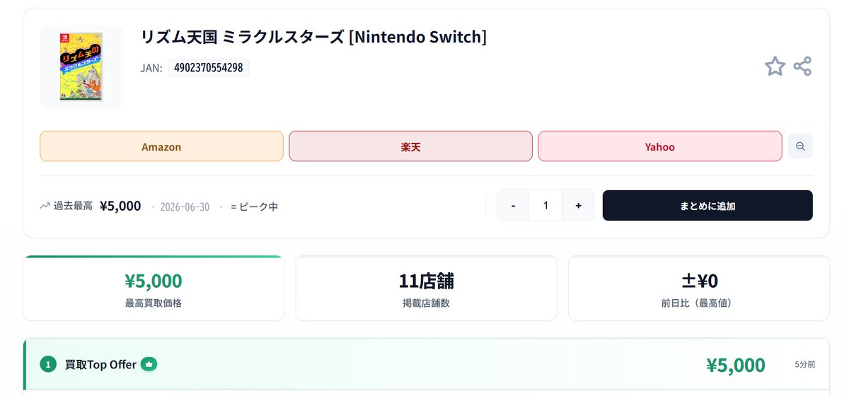 Top1_Offer's tweet photo. 本日にもよろしくお願いいたします😃

リズム天国 ミラクルスターズ 
買取価格 ￥5,000  

https://t.co/uNmRo9pUBi
大量大歓迎！大量大歓迎！           
#TopOffer 
#リズム天国 https://t.co/yckyA0Gzpk