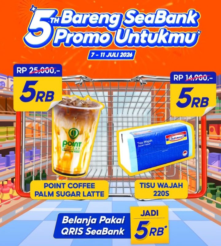 RacunBelanja's tweet photo. Promo Seabank tanpa batas kuota

• Point Coffee Palm Sugar Latte Rp5.000 (pakai tumbler diskon lagi Rp2.500)
• Tisu wajah di Indomaret Rp5.000

📌 Sambil mantau update di instagram story Seabank, siapa tau kuota yang lain direstock https://t.co/CbkJmEzSqM