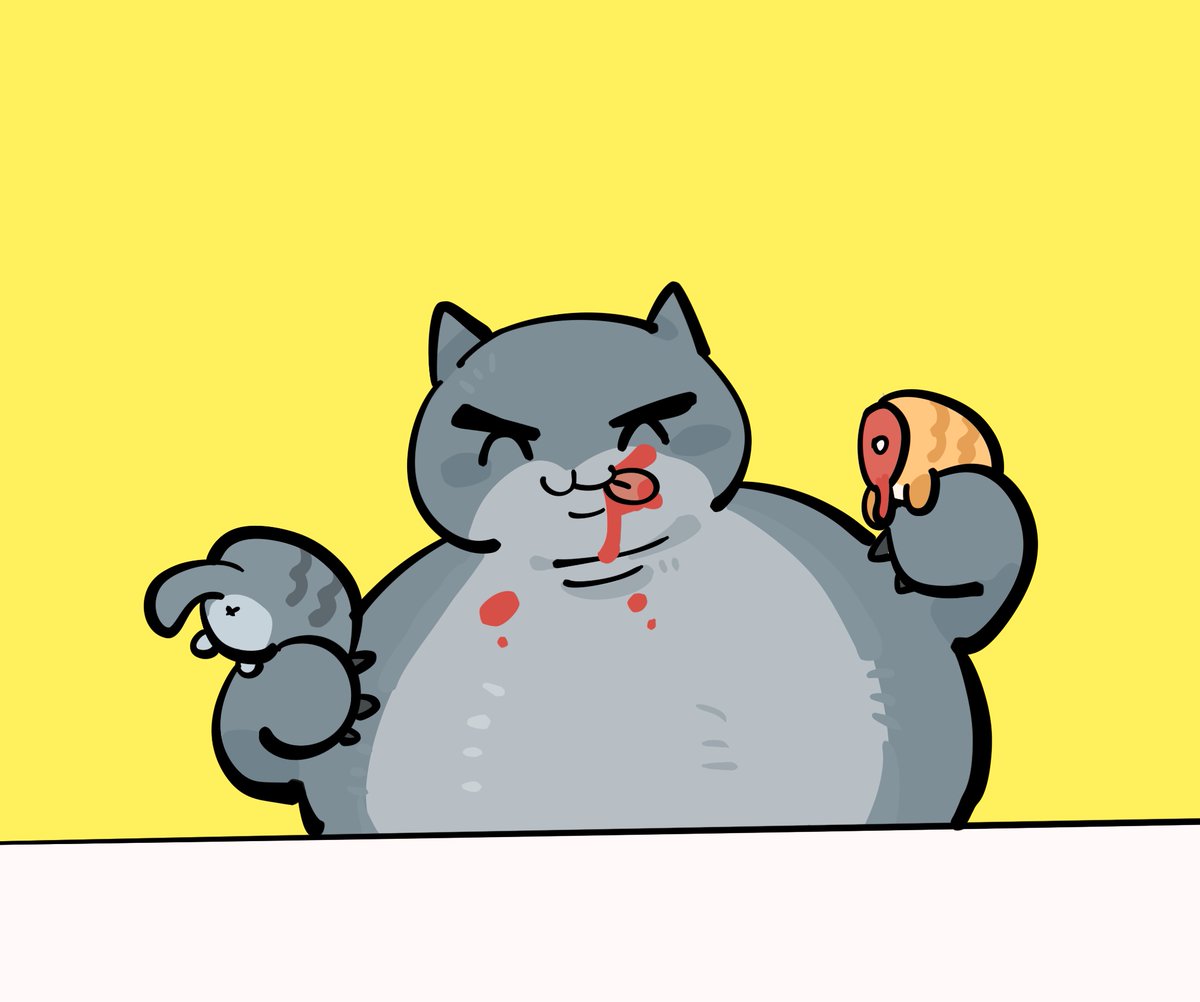 sugaraxolotl2's tweet photo. fat cat eating 
#mewgenics https://t.co/3iUdn48SFW