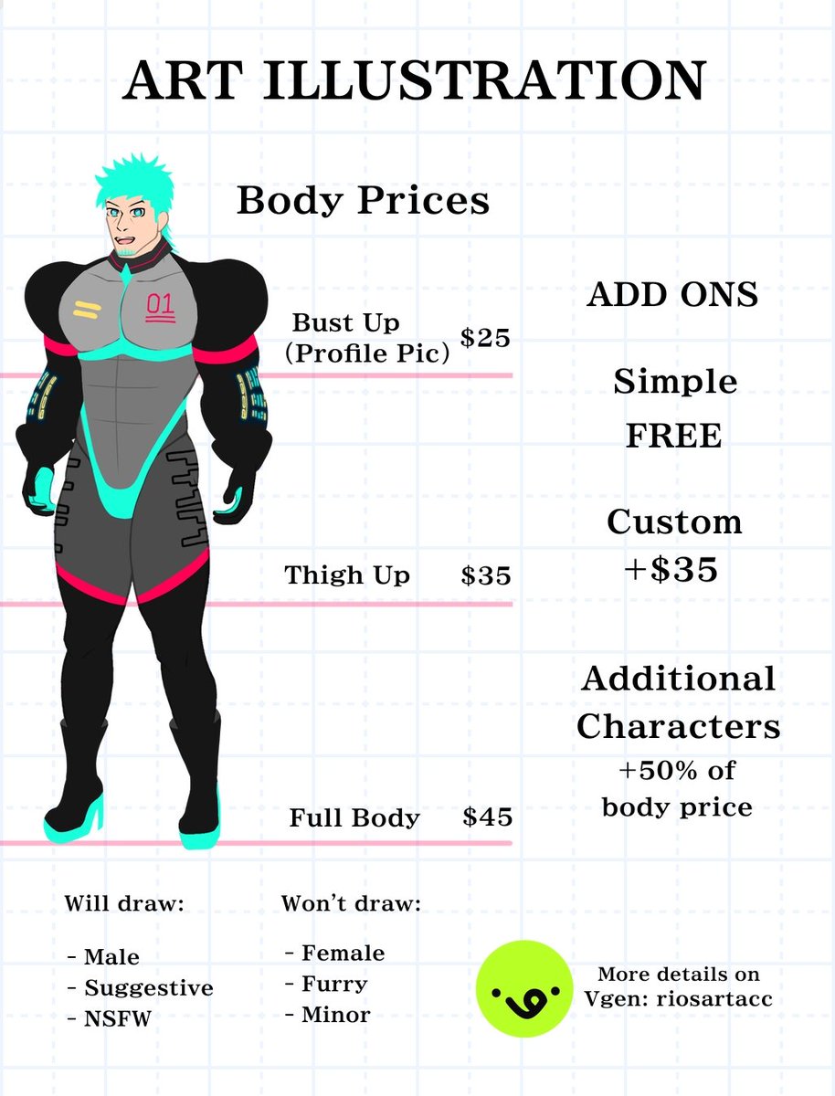 riosartacc's tweet photo. [COMMS 2026]
Updated my comms sheet again this year!!

If interested, feel free to check it out at my Vgen!! 😁
You can also DM me for questions 👍 https://t.co/7XNWPHmMqK