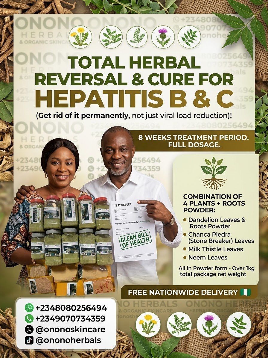 ononoskincare's tweet photo. 🦠 HEPATITIS B Total Herbal  REVERSAL  & CURE  
(Get rid of it permanently, not just viral load reduction)! 

This herbal remedy contains a combination of 4 Plants + Roots 
➡️ Dandelion Leaves  + Roots  Powder 
➡️ Chanca Piedra (Stone Breaker) Leaves
➡️ Milk Thistle Leaves 
➡️ Neem Leaves 

All in Powder form - Over 1kg total package net weight 
This is enough for the 8 weeks treatment period which is the full dosage. 

FREE NATIONWIDE DELIVERY 🇳🇬
WhatsApp: +2348080256494 
Regular Call: +2349070734359

To Order 
WhatsApp link
https://t.co/aqqxTz4aaj

Telegram 👇
https://t.co/Zu3r3xrIMW