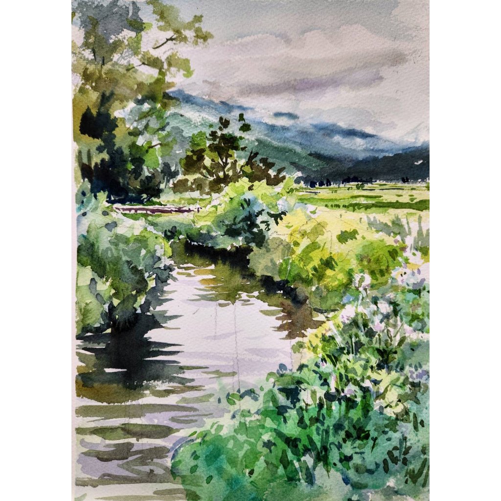 akemisuisai's tweet photo. 以前訪ねた姫川上流で描いたスケッチです
＃透明水彩 ＃写生 ＃sketch ＃watercolor ＃aquarelle https://t.co/jAf1bS5mRY