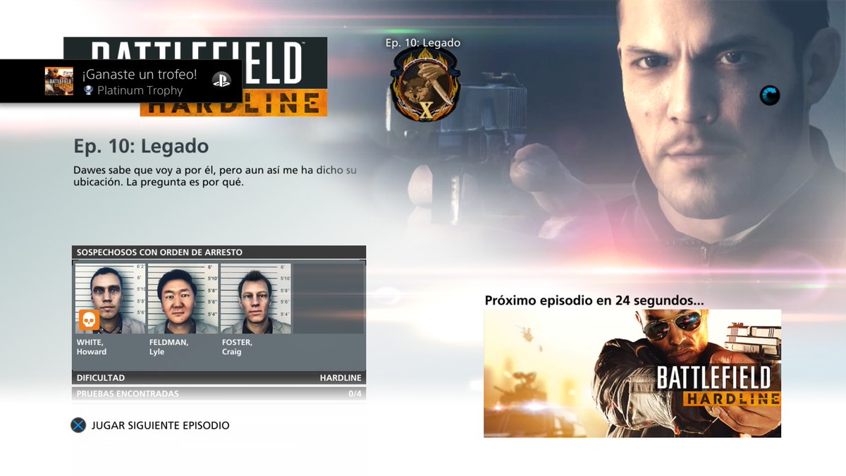 Vaaattghern's tweet photo. Platino #119 Battlefield Hardline. 

Bueno no hay mucho que decir de este juego, es el mas malo (despues de 2042) comparado a los otros de la saga battlefiled. El online me gusto muchisimo pese a estar desbalanceado y que le dedique mas tiempo que la campaña, ya sus servidores F. https://t.co/kWbBkBRBAO