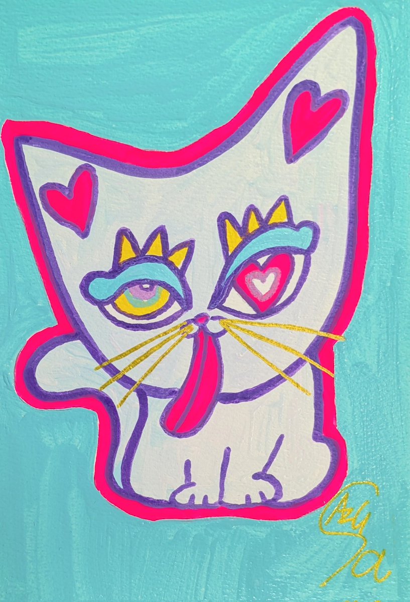ポップで可愛い猫絵増殖中🐱🎨 #イラスト #現代アート #artforsale