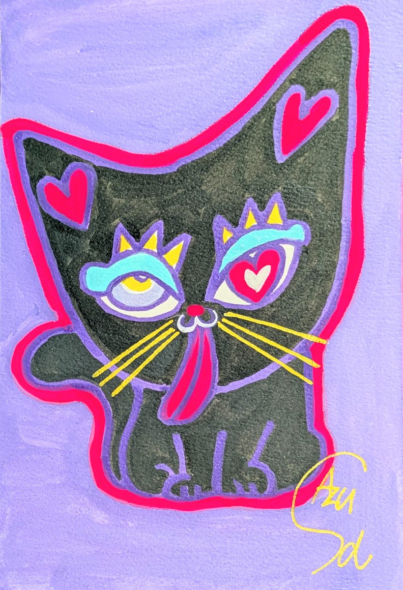 ポップで可愛い猫絵増殖中🐱🎨 #イラスト #現代アート #artforsale
