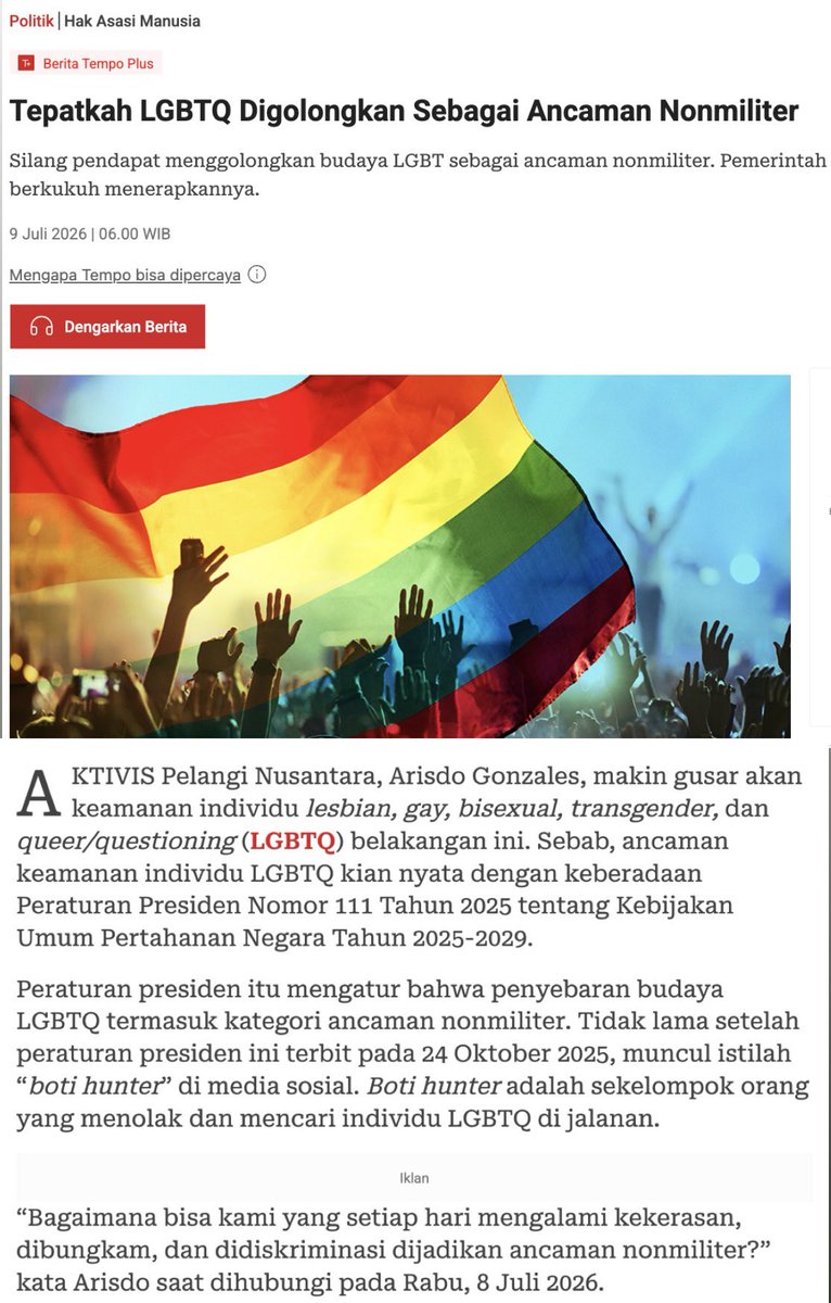 arisdogonzalez's tweet photo. Thank you @tempodotco — baca lebih lanjut liputannya di tempo yaa🤍💌🏳️‍🌈🏳️‍⚧️ https://t.co/A9xLODbU5z