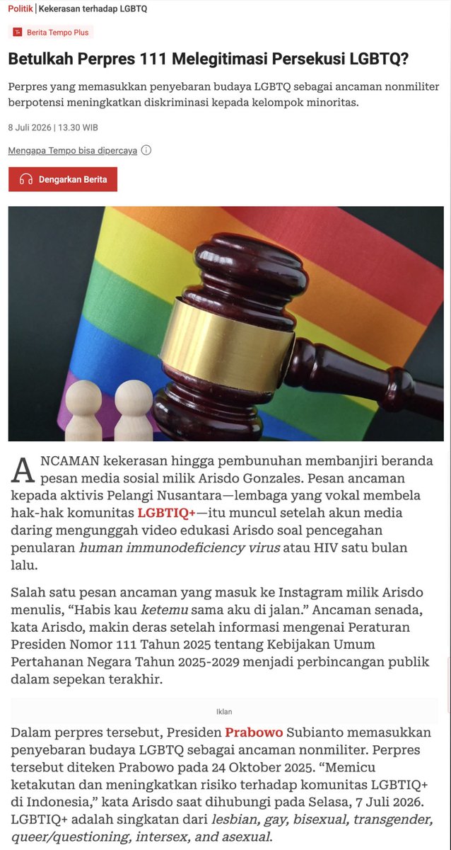 arisdogonzalez's tweet photo. Thank you @tempodotco — baca lebih lanjut liputannya di tempo yaa🤍💌🏳️‍🌈🏳️‍⚧️ https://t.co/A9xLODbU5z