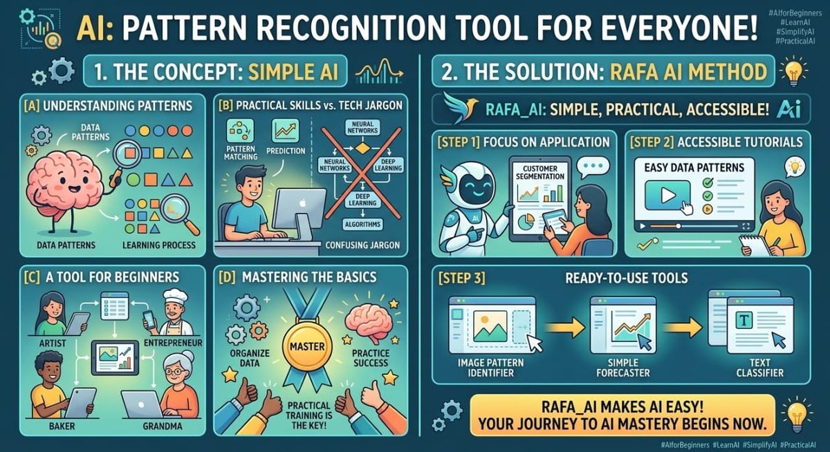 Muhamma37378072's tweet photo. At its core, AI is simply a tool that learns patterns. When taught practically, anyone can master it.
Instead of overwhelming you with complicated concepts, @RAFA_AI focuses on making AI simple, practical, and accessible for beginner https://t.co/zDC4qAoP1v