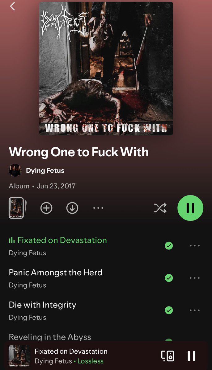 Shinich08413513's tweet photo. Now listening to DYING FETUS: WRONG ONE TO FUCK WITH https://t.co/WVeRF5eqsK