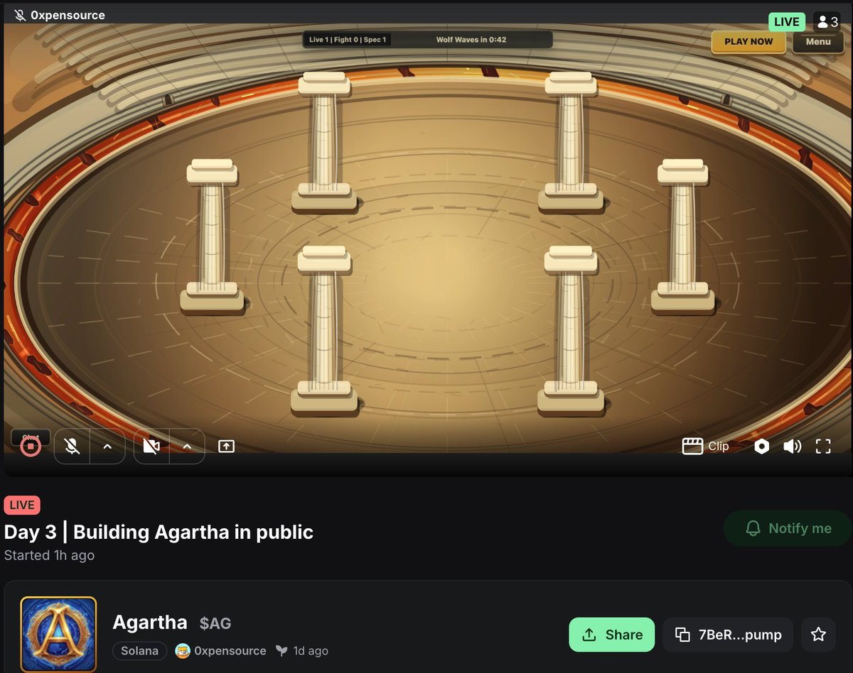 0xPensource's tweet photo. Streaming the Agartha Arena live on https://t.co/89F7Zjx8s3.

Find out who will world's first to kill Valthorak and claim the 10.000.000 $AG prize. https://t.co/mYKyhLbBQR