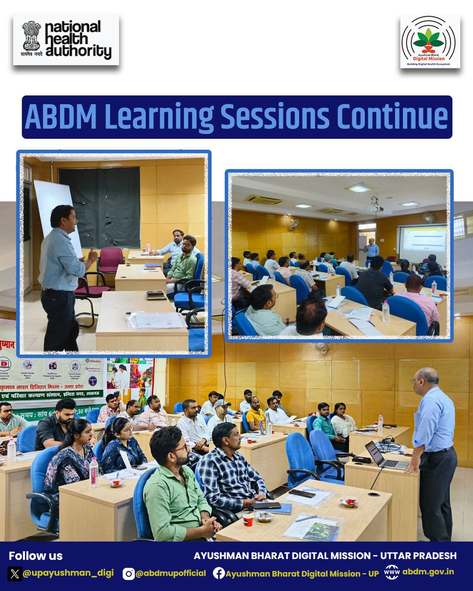 upayushman_digi's tweet photo. Healthcare professionals took part in another learning session under the ongoing ABDM Model District Training.@AyushmanNHA @MoHFW_INDIA @UPGovt @InfoDeptUP @CMOfficeUP @brajeshpathakup @rituias2003 https://t.co/nH8HUm8Xoz