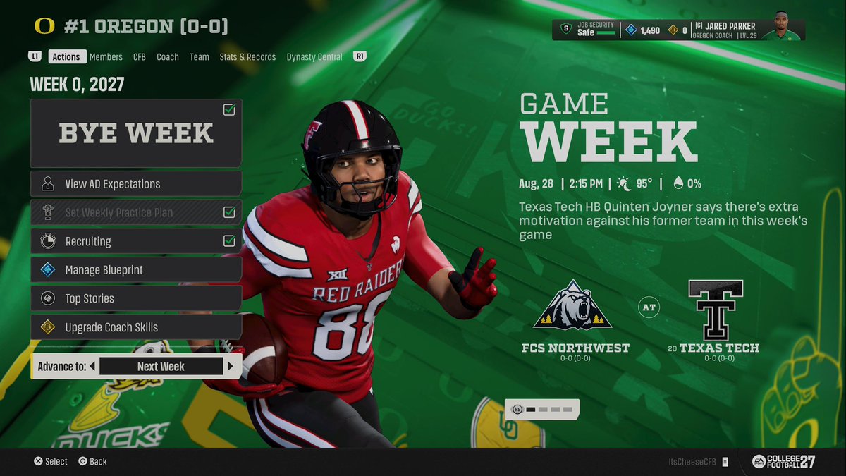 ItsCheeseCFB's tweet photo. I seen a lot of people complaining with no screenshots or proof. I played my first year of dynasty with just the preorder points and I got to level 30 basically after winning 1 national championship.. idk I feel like people are dragging it out LMAO  #CFBPlayDontPay #CFB27 https://t.co/SMLMtyVNLH