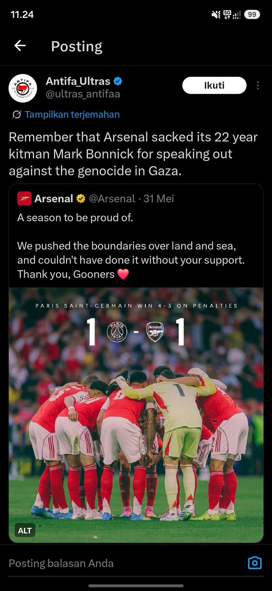 ardanmuhammad_'s tweet photo. @pocongarsenal_ Dih, fans Arsenal ngomongin support Israel. 

NGACA ASU https://t.co/KbTsINeLvv