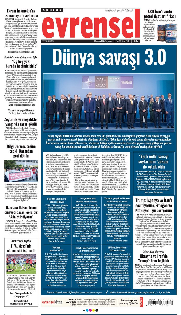 imrekHalil01's tweet photo. Savaş örgütü NATO’nun Ankara zirvesi sona erdi. İki günlük mesai, emperyalist güçlerin daha büyük ve yaygın savaşların ihtiyacı ve hazırlığı içinde olduğunu gösterdi. 130 milyar dolarlık yeni savaş bütçesi masaya konuldu. İran’ı vurma emrini Ankara’dan verildi https://t.co/DpxMKcfg3Q