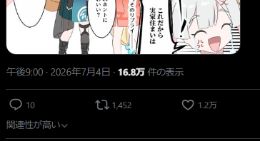 16.8万回表示を観測🦊