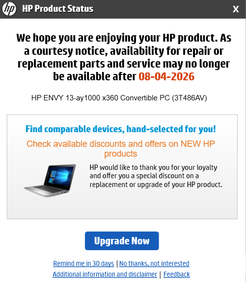 vabee's tweet photo. @HP I BOUGHT THE LAPTOP IN 2022 FOR 80 THOUSAND, AND IN 4 YEARS THIS LAPTOP LIFE OVER? NO SUPPORT (REPAIR OR REPLACEMENT) WILL BE PROVIDED IF ISSUE ARISES? DOES YOUR ALL LAPTOP SUPPORT FOR REPAIR OR REPLACEMENT IS FOR 4 YEARS ONLY? https://t.co/lPdnMRqkPF