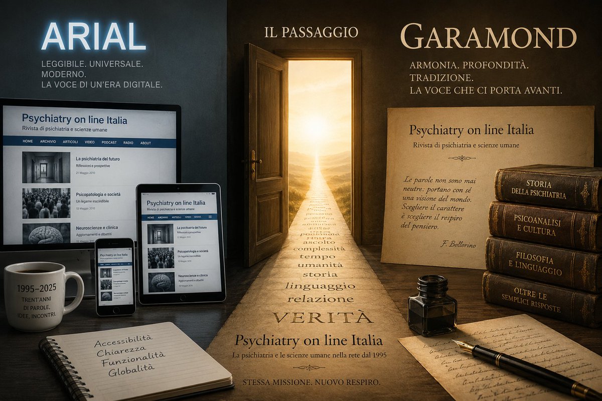 PsichiatriaITA's tweet photo. Da #ARIAL a #GARAMOND: la nuova veste edotoriale di Psychiatry on line Italia. Abbiamo cambiato la Font Base della rivista usando un carattere  "nuovo" e più "graziato" come si dice in gergo. Date una occhiata e dite se il cambiamento vi piace. 
https://t.co/cc2xVXzFel https://t.co/3h89908qEB