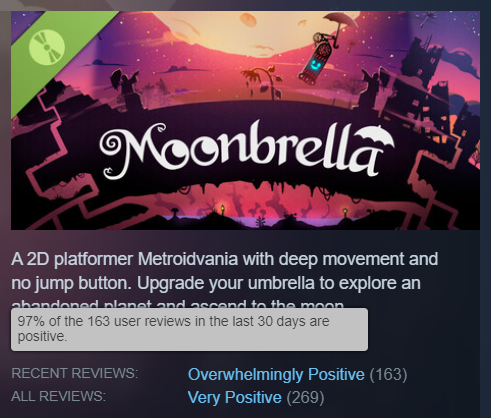 JettWilliamsDev's tweet photo. @pgmuscat Our demo reviews are practically the same. Something about unconventional controls? 😄 I'm also very happy with the response. https://t.co/nKZnV7pNE5