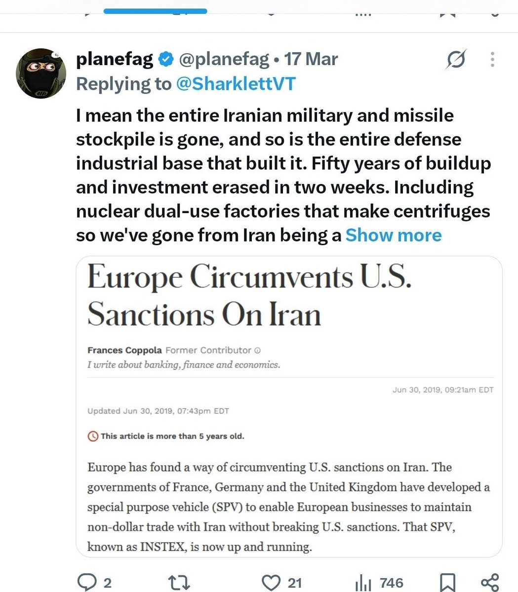 CHUDDIESTCHUD's tweet photo. @planefag Actually you said it clearly,  that the "entire" iranian missile stockpile and defense industry and military was gone.

No amount of copes and back tracking and "third worldist" calling can change the fact that your beloved zogbot army got fucked and humiliated https://t.co/5UHLUgVkNf