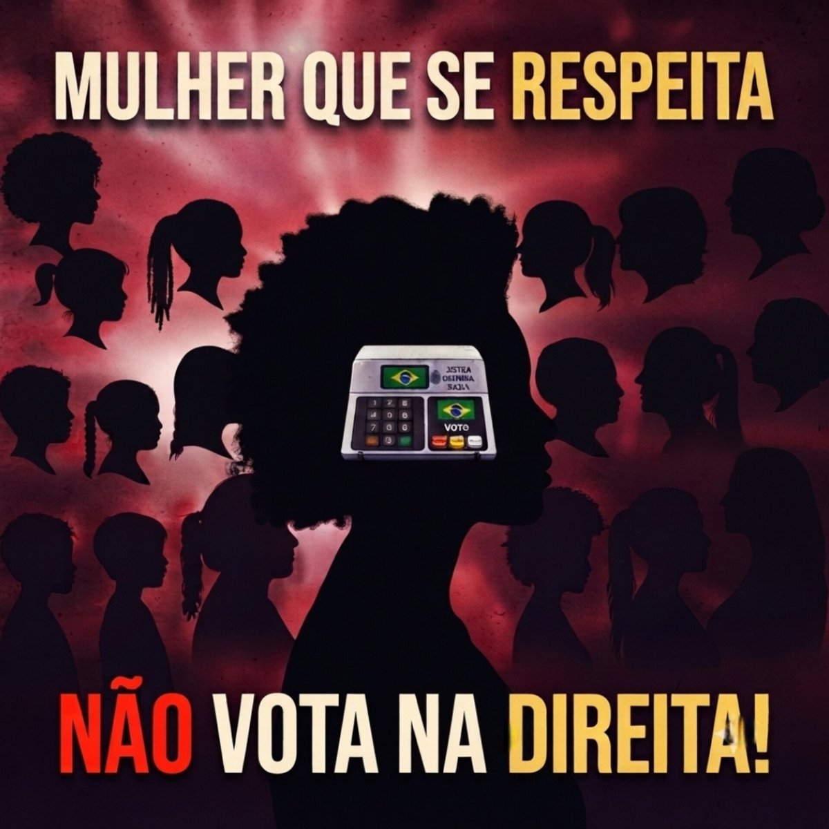 Alexmoc's tweet photo. @Jakelyneloiola_ MULHER que se respeita, não vota na Direita! https://t.co/kjJAzaIma9