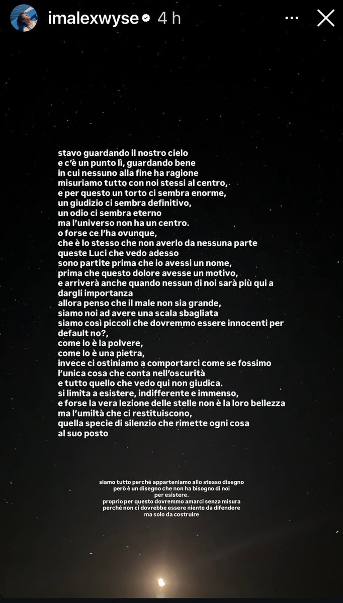 giovannamacchi7's tweet photo. Non servono commenti @imalexwyse hai detto tutto tu. Vedi come è facile capire il motivo per cui tu sei entrato nel mio cuore ? Sta tutto nei tuoi pensieri.. nel tuo essere.  Nei tuoi insegnamenti.. perché tu mi hai insegnato molte cose.  Ti voglio bene ✨✨✨💖 🫂 🌟 #alexwyse https://t.co/yR2oZpS0AV