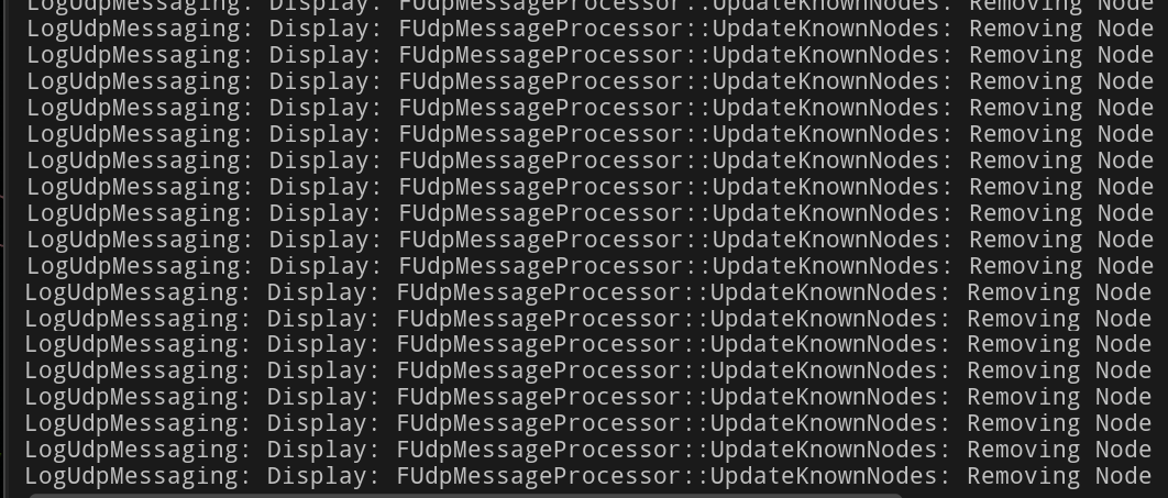 emagnetic_dev's tweet photo. Tiny UE5.8 note: if your log keeps printing LogUdpMessaging / Removing Node every second while doing nothing, it may be the UDP Messaging plugin.

I disabled the plugin, and the log became clean.

#UnrealEngine #UE5 #GameDev #IndieDev https://t.co/IfXFILxYfX