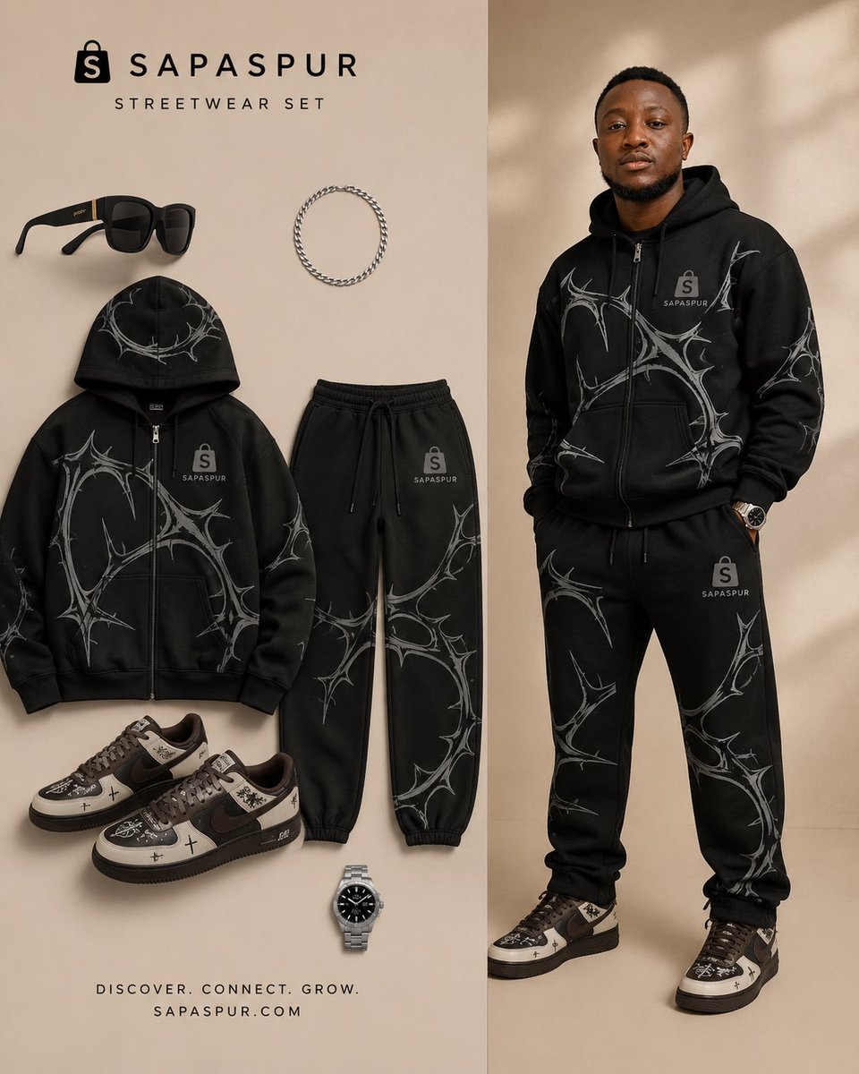 Sapaspur's tweet photo. Designed for those who lead, create, and stand out.

Introducing the Sapaspur Signature Streetwear Set—premium comfort, modern design, and everyday confidence.

✔ Premium Quality

✔ Limited Collection

✔ Worldwide Shipping

🌍 Shop: https://t.co/Ufo2LniqT4 https://t.co/mvv00nKvoI