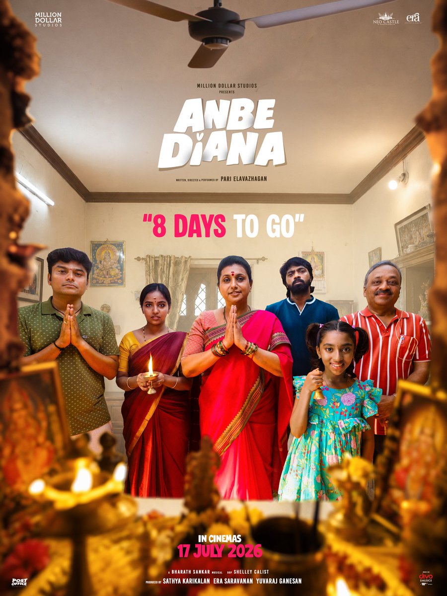 srs_ca_tv's tweet photo. #AnbeDiana - Fun Loaded, Wholesome Family Entertainer hits the big screens worldwide on JULY 17th 🥳🎉

Just 8 days left to bring the beautiful story of love 🥁

Starring @PariElavazaghan @RamyaRanganathn @Chetan_k_a @RojaSelvamaniRK @AravindhrajaG

Written & Directed by @PariElavazaghan 🎬
A @bharathsankar12 Musical 🎶

@CalistShelley @Editor_Partha @Lyricist_Mohan @soorajslive @muthamilrms @sudharsangandhy @nikhila_sankar_ @Ismathbanu1 @udaykumar_mix @MillionOffl @Neo_Castle_ @erasaravanan @Yuvrajganesan @narentnb @Vivek_5790 @shajankafka @divomusicindia @proyuvraaj