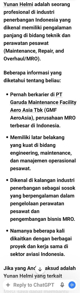 KangSemproel's tweet photo. Ternyata @ChatGPTapp bisa salah juga ya...
Ngarang malah

Guwah pengen tau lebih banyak info tentang Bapak Yunan Helmi Nasution jawabannya kemana2.
Sejak kapan apa direktur GMF namanya Yunan Helmi
😅🤣

Colek @kemlonih @roses_man @djatianto @mdariusdah https://t.co/s5q7zDLshx