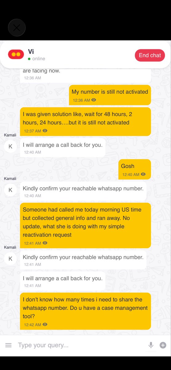 UnitechShayari's tweet photo. @ViCustomerCare aaj ka gyan. Same information collection from last one week. Do you guys have case management tool? Same resolution- “i will arrange a call back”. All this is for simple reactivation request. @TRAI this is like mental harassment https://t.co/l7kqXlbGUx