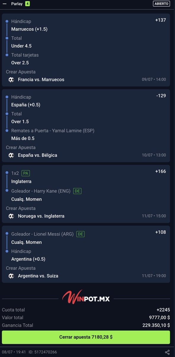 Vikingonegroa's tweet photo. Se nos acaba el Mundial y es la última oportunidad para ir por un PARLAY Soñador en la Copa del Mundo (+2245)🏆⚽️🔥

Que le pones, que le quitas???

Deja tu Like y comenta Pura Buena Vibra si me sigues❤️🍀👀 https://t.co/iA3nlM1qb0