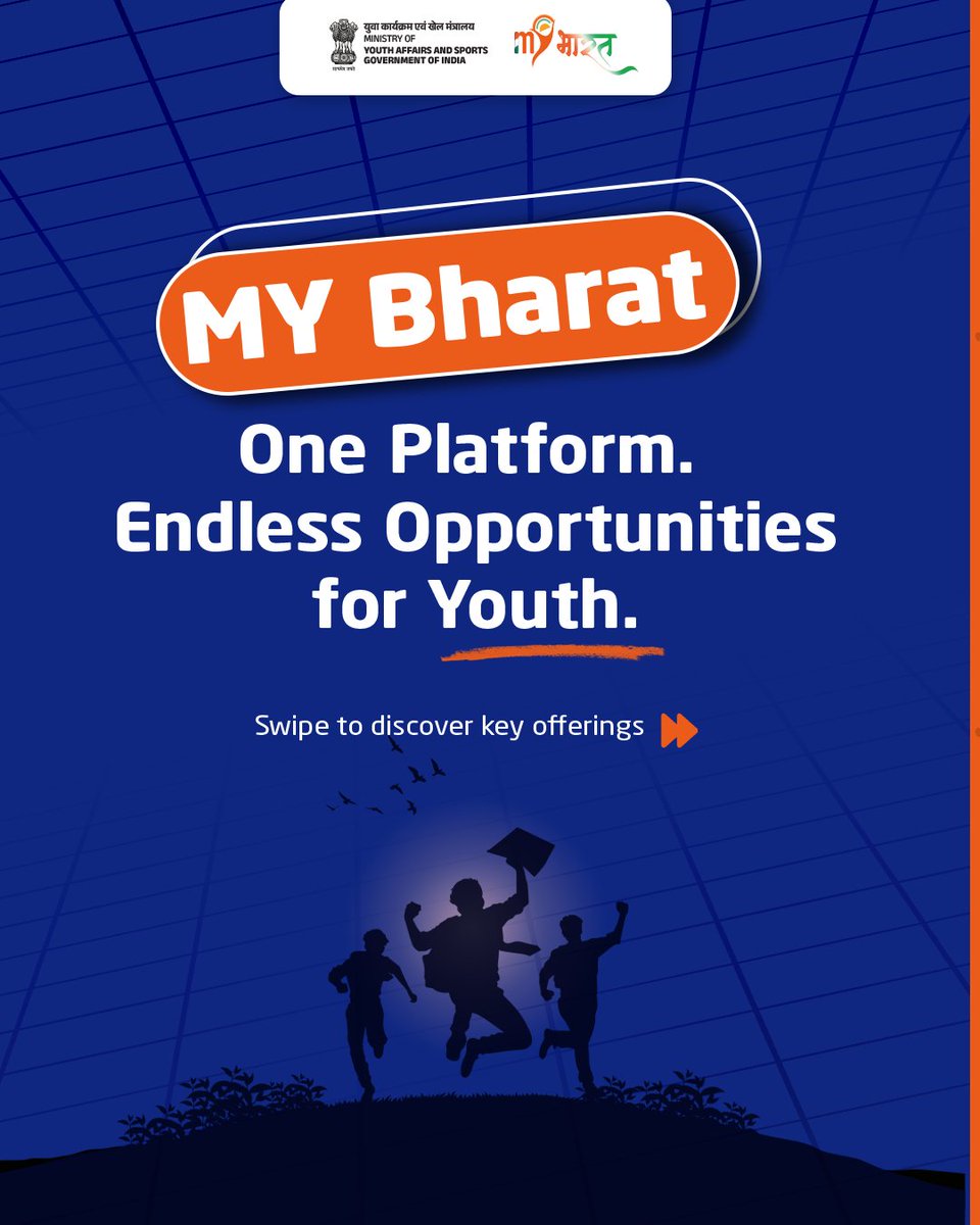MYBharatHQ's tweet photo. Say YES to infinite possibilities with MY Bharat!

Whether you're looking to gain real-world experience, contribute to nation-building, build your profile, or participate in national initiatives, #MYBharat is your gateway to growth.

Register today at https://t.co/R1j9wC6bJg https://t.co/GQLyp4aOf5