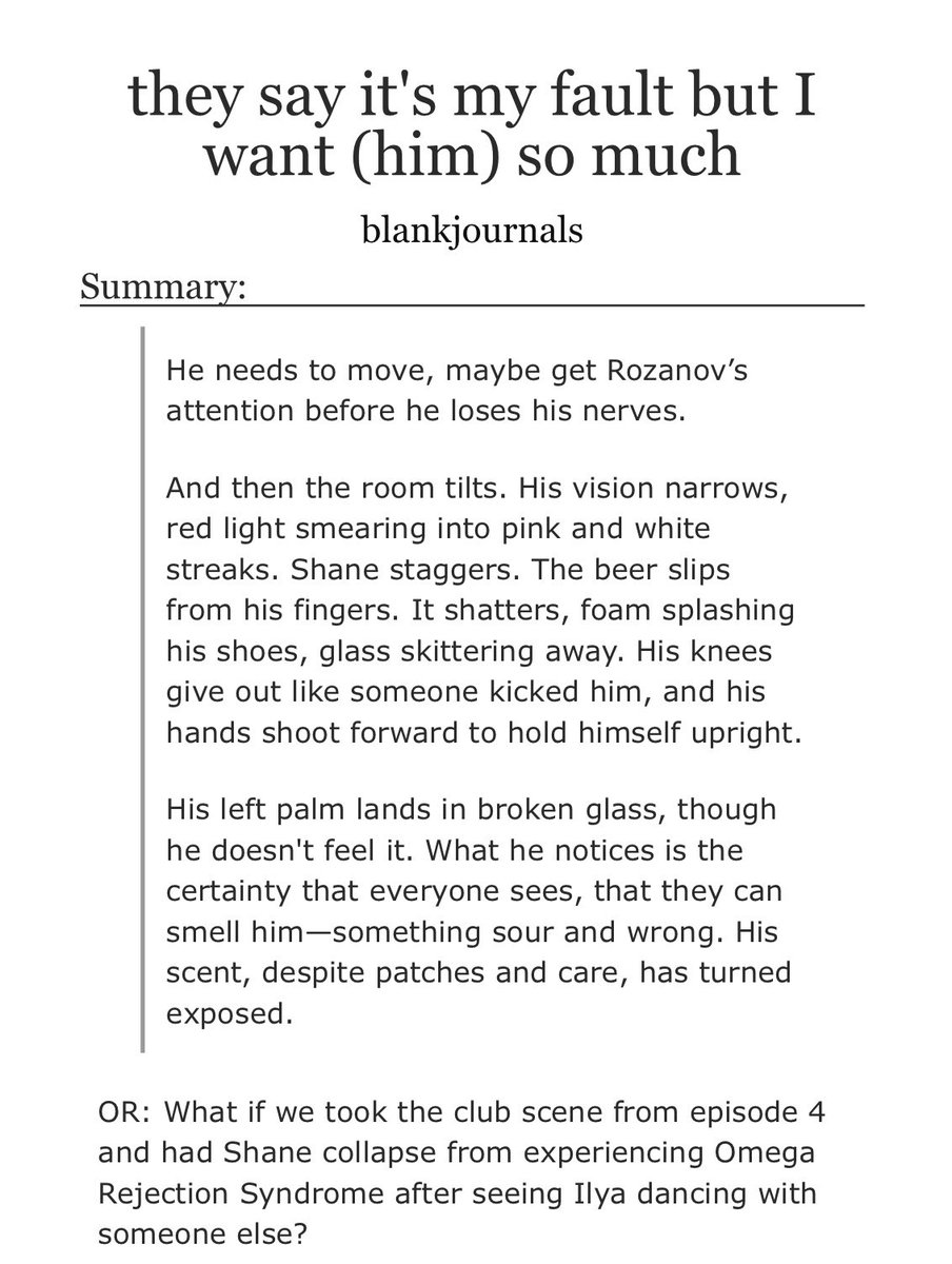 saltedsan's tweet photo. 18. they say it's my fault but I want (him) so much &amp; all the things he did by @boywithhollanov 

(Omega Shane collapsing from rejection syndrome at club, Shane being strict boyfriend) 

https://t.co/2uTzf1u8OB

https://t.co/DxqEplmGFW https://t.co/pEmKwIaobO