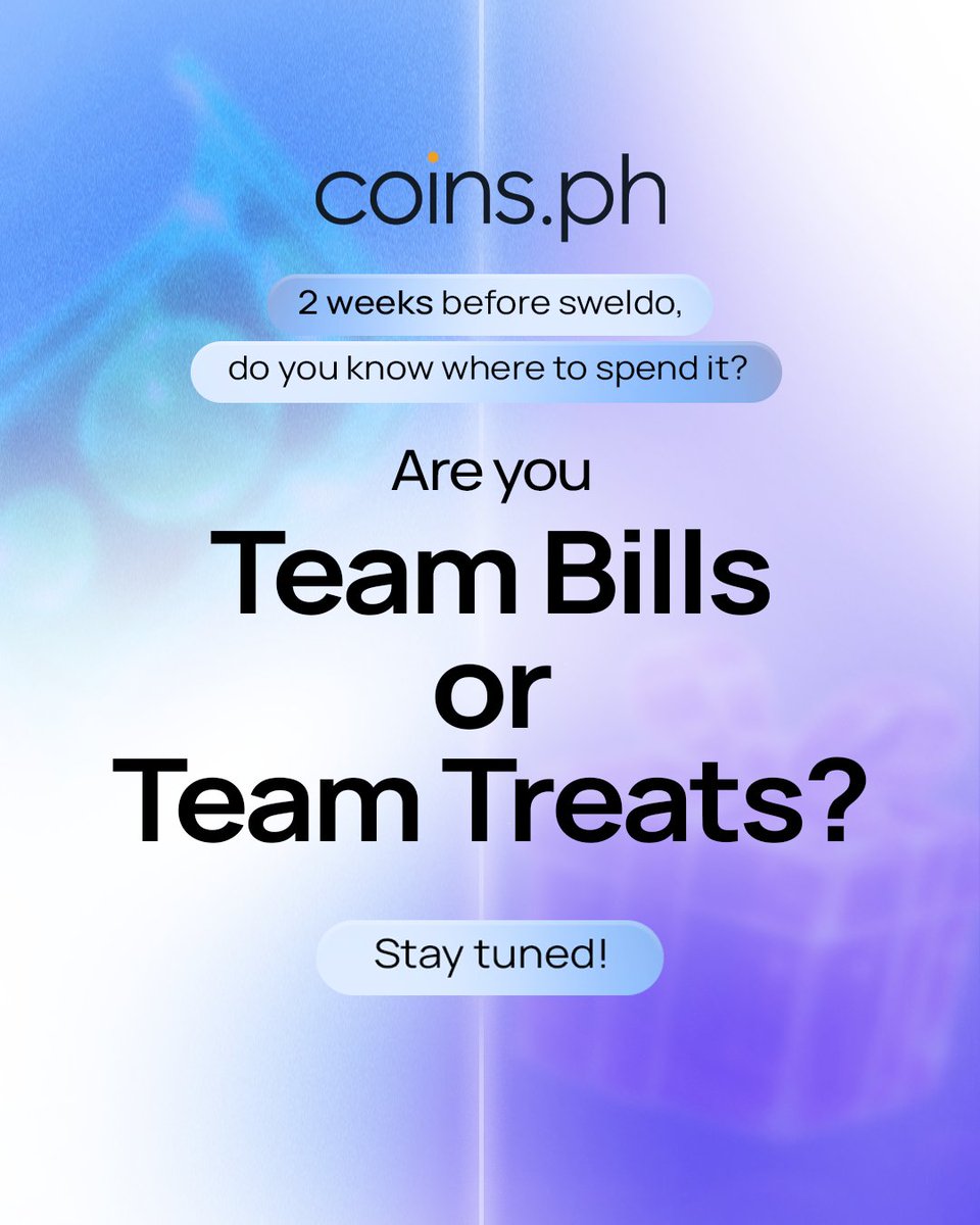 coinsph's tweet photo. Sweldo is 1 week away and you're already budgeting... or planning your next food trip. ๐
So... Team Bills or Team Treats?
Either way, watch out on July 15 because we've got a surprise coming your way. ๐ ๐
#PayDay #CoinsPH #TeamBills #TeamTreats https://t.co/qxkuYUJmSG