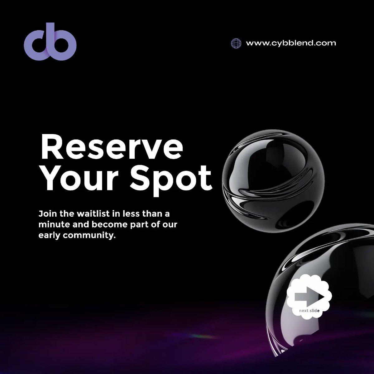 cybBlend's tweet photo. What happens after you join the CybBlend waitlist?

• Reserve your spot 
• Get product updates 
• Receive beta invites 
• Test CybBlend 
• Help shape the future

#CybBlend #creatorsincites https://t.co/NCTGdG2QFc