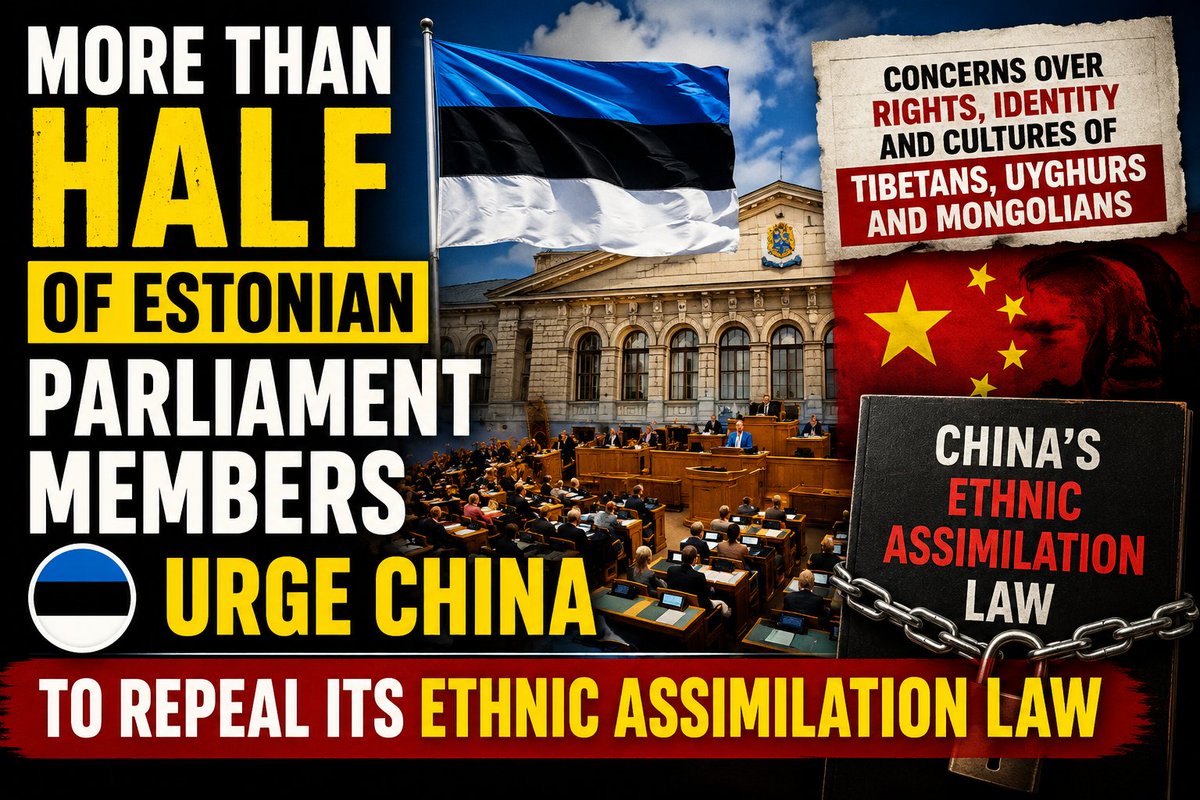 TLhamo8614's tweet photo. More than half of Estonia's parliament has urged China to repeal its ethnic assimilation law, citing concerns over the rights, identity, and cultures of Tibetans, Uyghurs, and Mongolians. #Tibet #Uyghur #HumanRights https://t.co/EybfkfVSxU