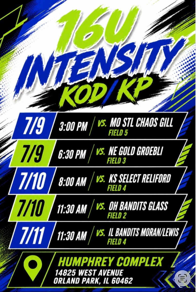 EllaGunnels2029's tweet photo. Back on the road to Chicagoπ
π₯Easton Invitational Tourney
in Orlando Park, IL July 9-12π₯
πSCHEDULE ππβ¬οΈβ¬οΈβ¬οΈπ
#Classof2029
#NoDaysOff
@ERIStourney
@MissODonnell28
@ExtraInningSB @D1Softball @LegacyLegendsS1 @CoastRecruits @IHartFastpitch @USASoftball @intensitykod @Intensity18uBOD @UGASoftball @UGACoachTony @clemsonsoftball @rittmanjohn
@UWAA_United
@SoftballDown @DfwSho @DirectRecruits @gatorjack72 @TopPreps @FastbreakHoops5 @SportPrepX @nxt1sports @NDsoftball @2Ganeff @CoachDeOliveira @Coach_pooch
@Lehighsoftball @frantroyan @LineDsoftball