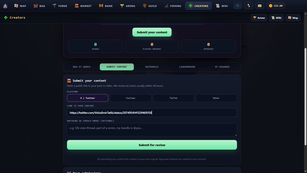 VolodimirTatik's tweet photo. 🚀 My first Runiverse Idle Creator Program submission is live!

New players can use my creator code:

🎁 CR-ER_4-W7Z4

Includes:
✅ Explorer Outfit
✅ XP Elixir
✅ Energy Potion
More Runiverse content coming soon!
#RuniverseIdle https://t.co/UJQAu5SXT0