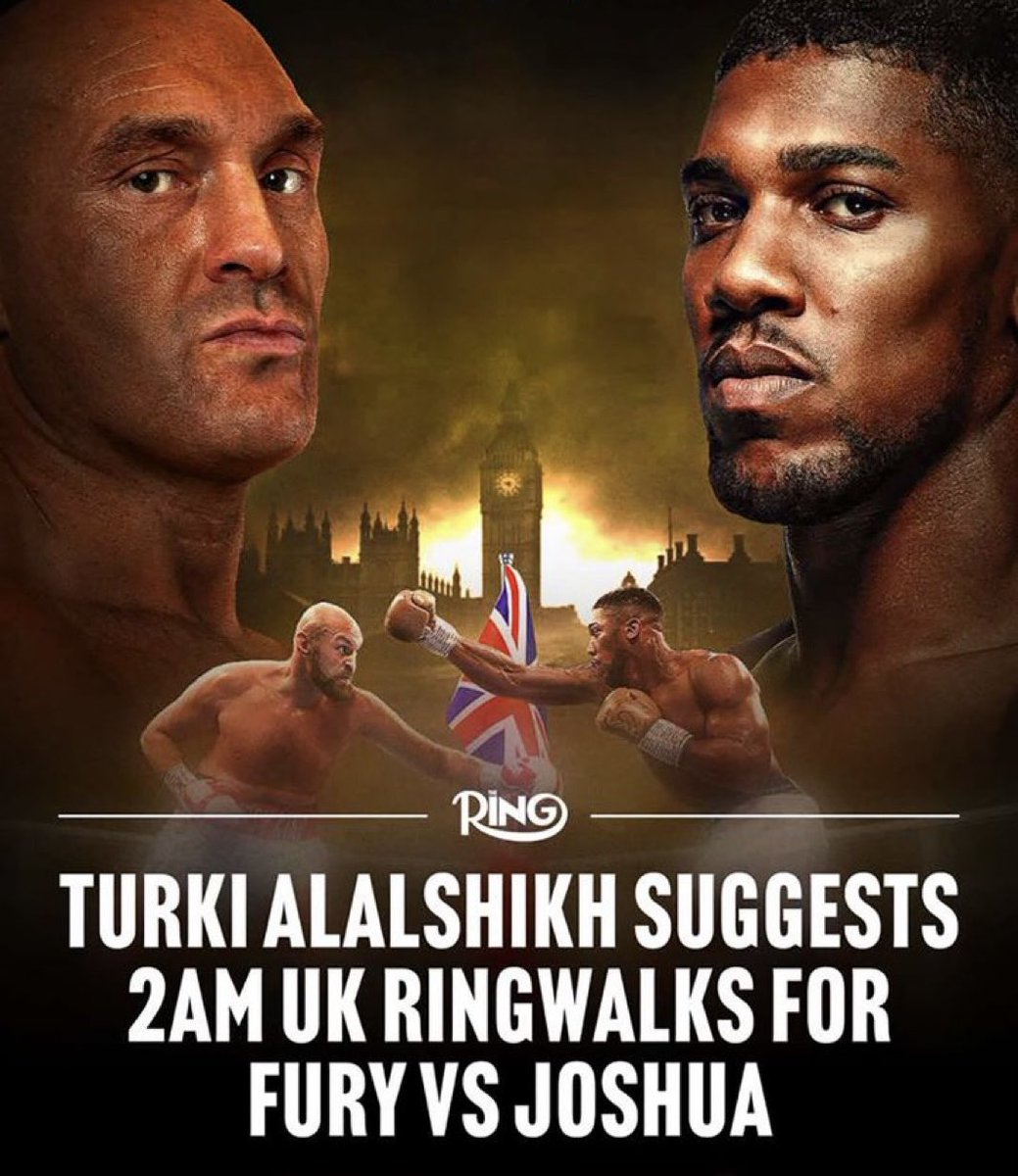 BoxingMagnet's tweet photo. Turki Alalshikh proposes a 2am ringwalk for the blockbuster Tyson Fury vs Anthony Joshua clash. https://t.co/bbRDo57St7