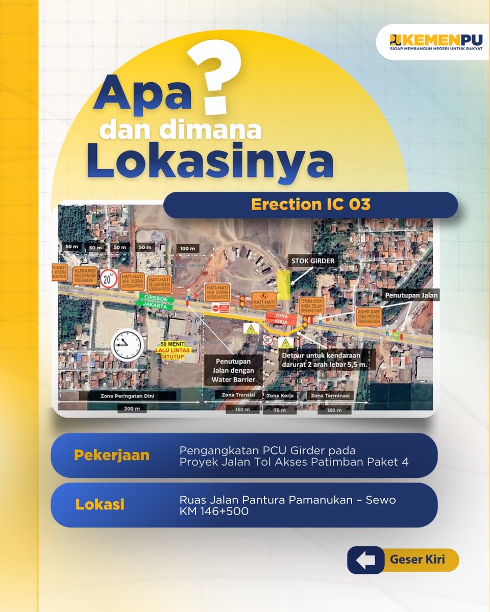 pu_dkijabar's tweet photo. ⚠️ PENGUMUMAN BUKA-TUTUP JALAN RUAS PAMANUKAN - SEWO! (15-17 JULI 2026)

Halo Sobat BBPJN DKI Jakarta - Jawa Barat! 
 
Ada pengerjaan pengangkatan PCU Girder proyek Tol Akses Patimban Paket 4 di Ruas Pantura Pamanukan-Sewo KM 146+500, nih. https://t.co/jO0OMl9slp