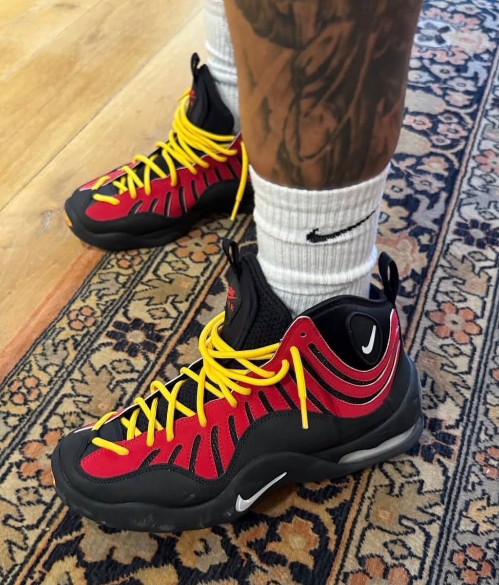 2WildDaily's tweet photo. Nike Air Bakin SP "Varsity Red" for Fall 2026 at $170. Bacon-shaped kicks. Yeah you read that right. If you want weird, this is it. https://t.co/Rec0Id10JW