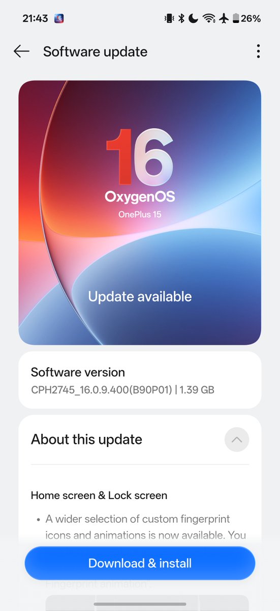 _techibee's tweet photo. Oneplus 15 got a HUGE Update based on OxygenOS 16.1 (16.0.9) Many Improvements to be seen &amp; New Features are also added! https://t.co/YXFZY4yb5f