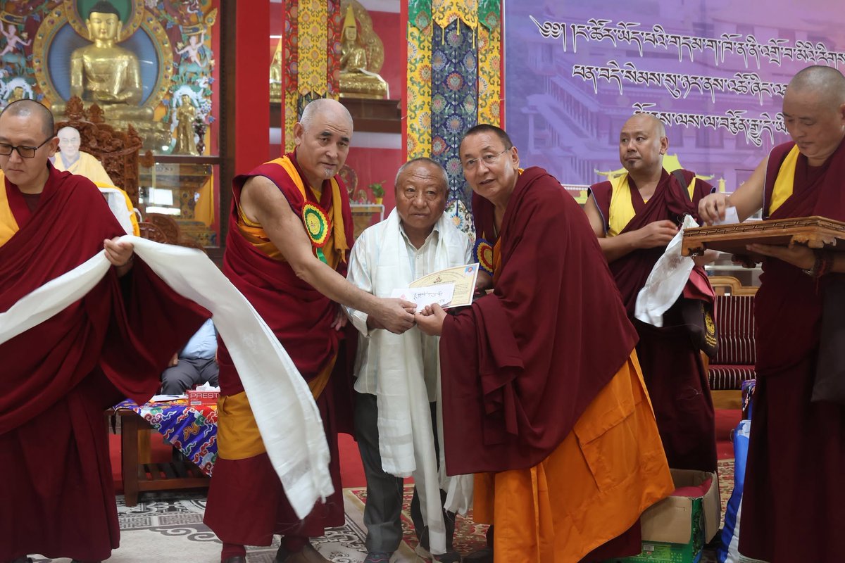 DrepungS's tweet photo. Drepung gomang monastery gave appreciation certificate who service more than twenty year's at monastery. Our school have two staff's Mr. Tashi La (32yrs) and Mr. Kunga Lhundup (21yrs). With honour grateful to Palden Drepung Tashi Gomang Monastery. (4th July 2026) https://t.co/mQJSGdHF09