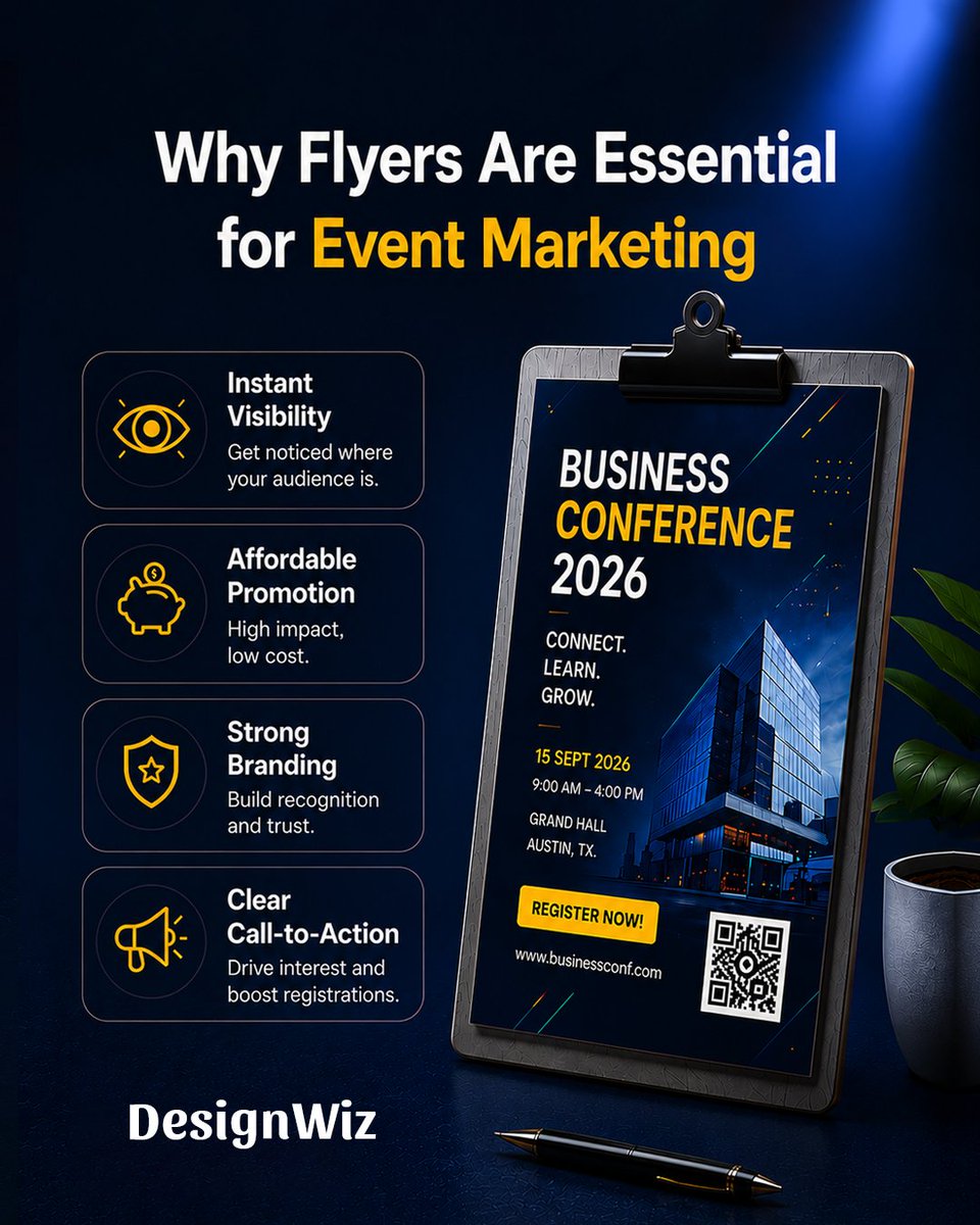 DesignwizInfo's tweet photo. A #flyer doesn't just announce an event.
It gives people a reason to attend.
Discover smarter event marketing strategies with #DesignWiz.
🎉 https://t.co/iYogEfZZo6
#EventMarketing #FlyerDesign #EventFlyer #GraphicDesign #EventPromotion https://t.co/tAXeLVHo8u