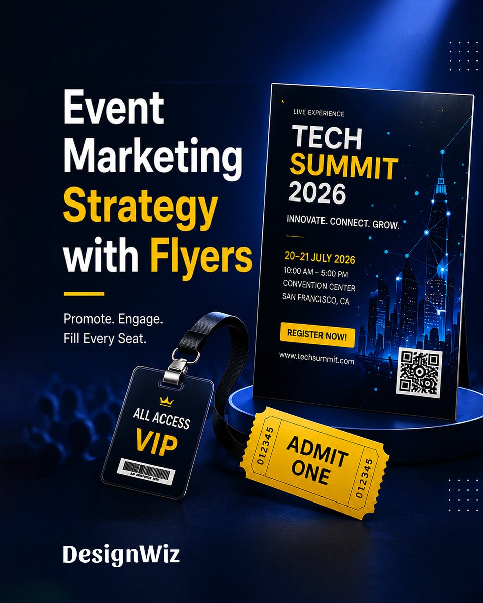 DesignwizInfo's tweet photo. A #flyer doesn't just announce an event.
It gives people a reason to attend.
Discover smarter event marketing strategies with #DesignWiz.
🎉 https://t.co/iYogEfZZo6
#EventMarketing #FlyerDesign #EventFlyer #GraphicDesign #EventPromotion https://t.co/tAXeLVHo8u
