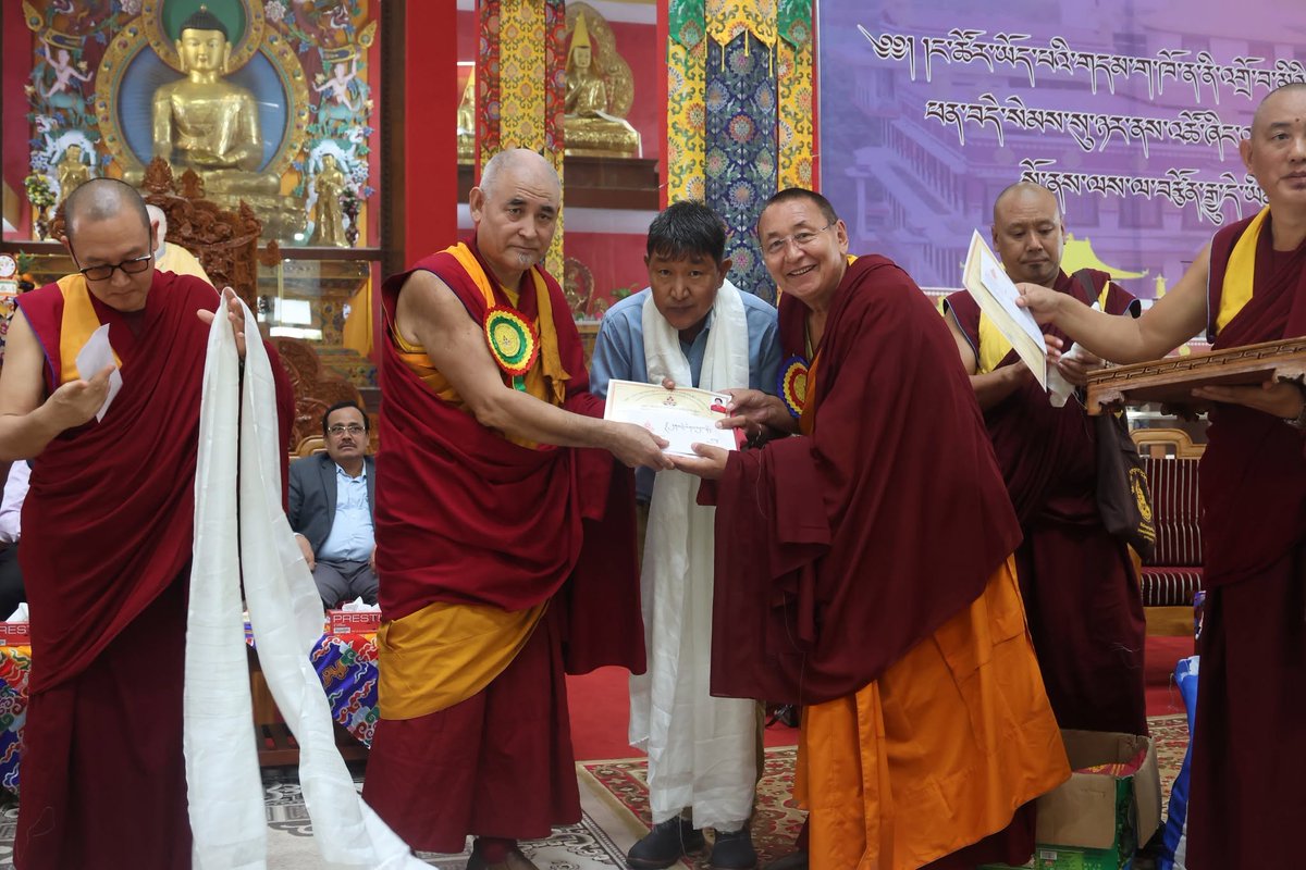 DrepungS's tweet photo. Drepung gomang monastery gave appreciation certificate who service more than twenty year's at monastery. Our school have two staff's Mr. Tashi La (32yrs) and Mr. Kunga Lhundup (21yrs). With honour grateful to Palden Drepung Tashi Gomang Monastery. (4th July 2026) https://t.co/mQJSGdHF09