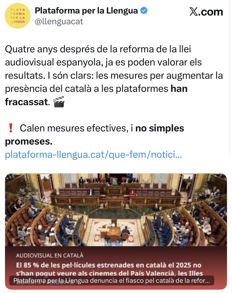 francescd's tweet photo. Podem fer molta broma amb les evidents limitacions i incapacitat intel·lectual d’aquest noi però sobre aquesta rucada que defensava el 2021 i que ara la Plataforma evidencia com a fracàs, alguns ja vam alertar en aquell moment que era una nova presa de pèl socialista. I sí, el català a l’audiovisual ha perdut cinc anys.

Un nou fracàs d’aquest illetrat incompetent, un nou fracàs previst i avisat. Tot i això, es va amplificar aquell acord com si fos alguna cosa malgrat l’evidència que era l’enèsim ‘a cambio de nada’ que li havien colat per pinxo i analfabet.

(A veure, només el fet de piular sobre la qüestió en castellà…  ja deixava clar que no és el llapis més esmolat de l’estoig.)