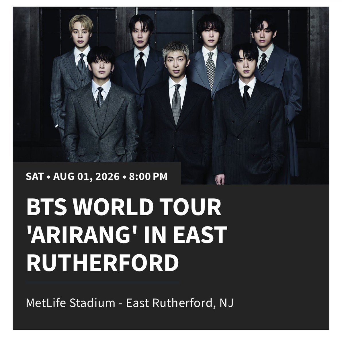 leelay0624's tweet photo. Hi yall! Unfortunately we are having to sell our #BTS tickets for their upcoming concert in New Jersey on Saturday, August 1st. 

Total of 3 tickets, each are being sold for $350 each. 

I am happy to do FaceTime to verify. 

#BTS #BTS_ARIRANG_Newark #BTSwts https://t.co/JOuUpIgPp5